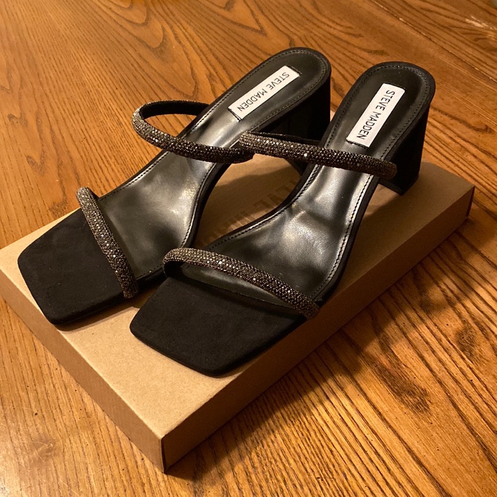 Steve Madden black sparkle heels